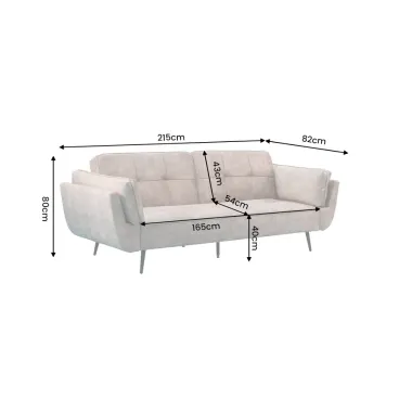 Invicta Sofa rozkładana BOUTIQUE szampański aksamit 215 x 80 x 82cm / 48217