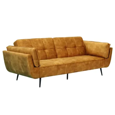 Invicta Sofa rozkładana BOUTIQUE musztardowo żółty aksamit 215 x 80 x 82cm / 48218