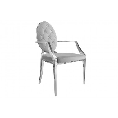 Krzesło MODERN BAROCK oparcie okrągłe białe z podłokietnikiem