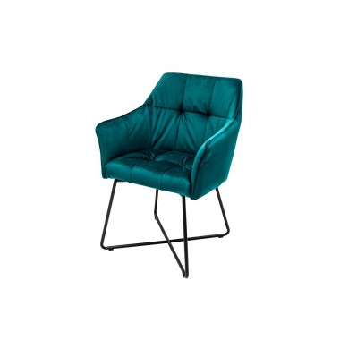 Krzesło z podłokietnikiem LOFT aksamitny turkus / 38861