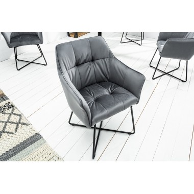 Krzesło z podłokietnikiem LOFT srebrno szare / 38860