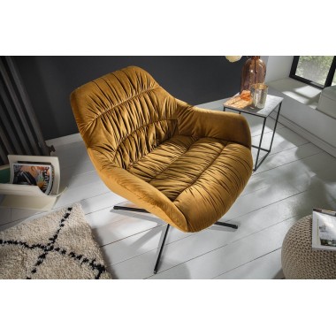 BIG DUTCH fotel musztardowo żółty aksamit z podłokietnikiem / 40010