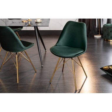 Krzesło Scandinavia Retro ciemnozielone złoto / 39303