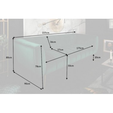 Sofa Noblesse 225cm szmaragdowozielona / 40404