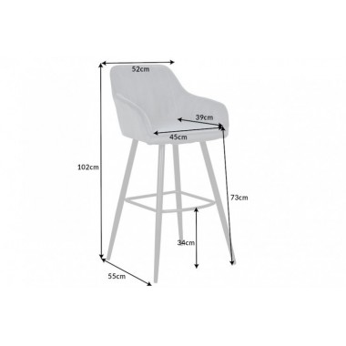 Hoker  Krzesło barowe Turin szary aksamit  40435