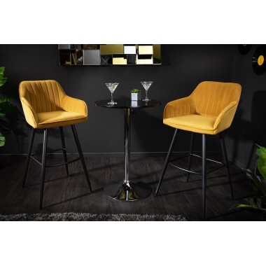 Hoker / Krzesło barowe Turin aksamit musztardowo-żółty / 40437