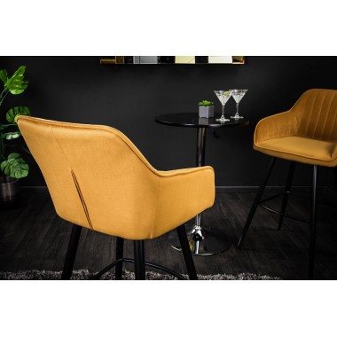 Hoker / Krzesło barowe Turin aksamit musztardowo-żółty / 40437