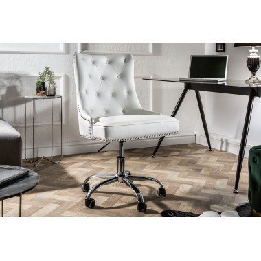 Fotel / krzesło biurowe VICTORIAN podłokietnik biały imitacja skóry / 39347