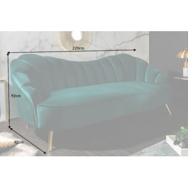 Sofa ARIELLE 220cm turkusowy aksamit / 40752