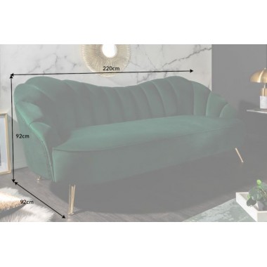 Sofa ARIELLE 220cm aksamit butelkowa zieleń / 40749