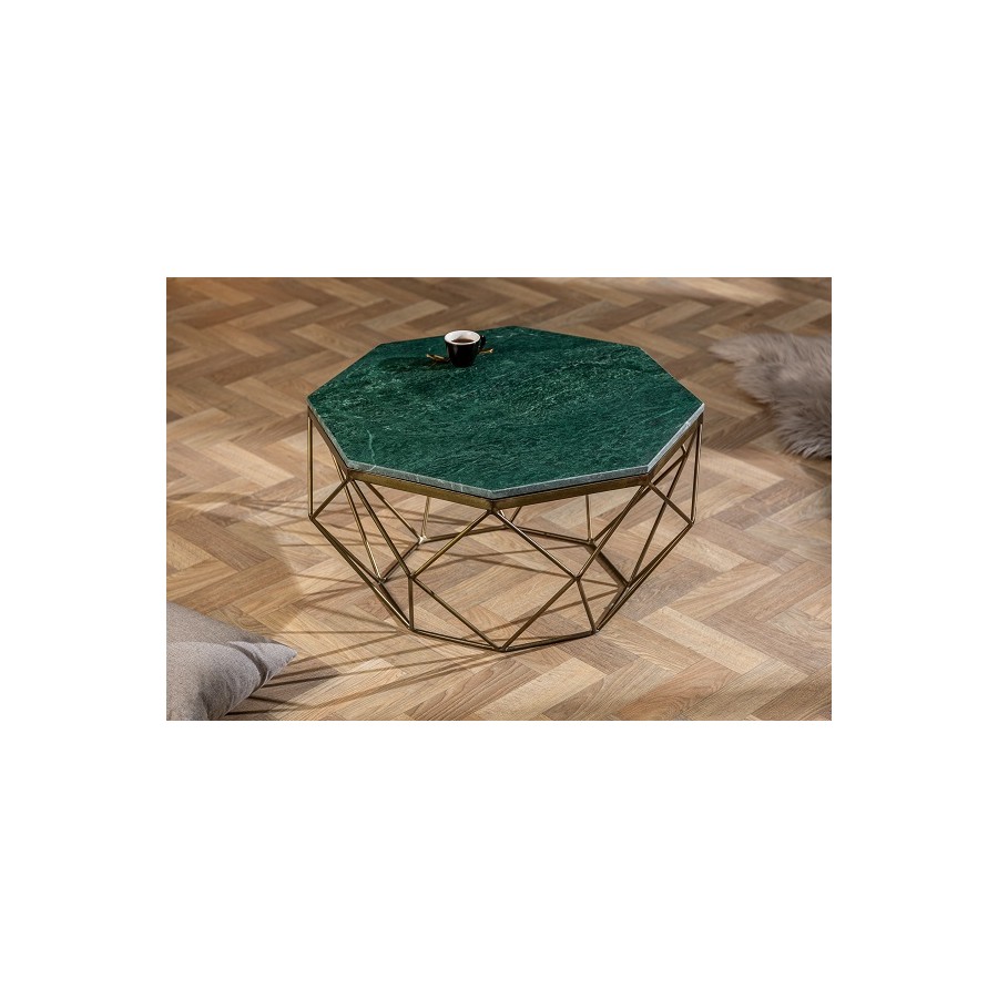 Stolik kawowy Diamond 69 cm zielony marmur / 40392