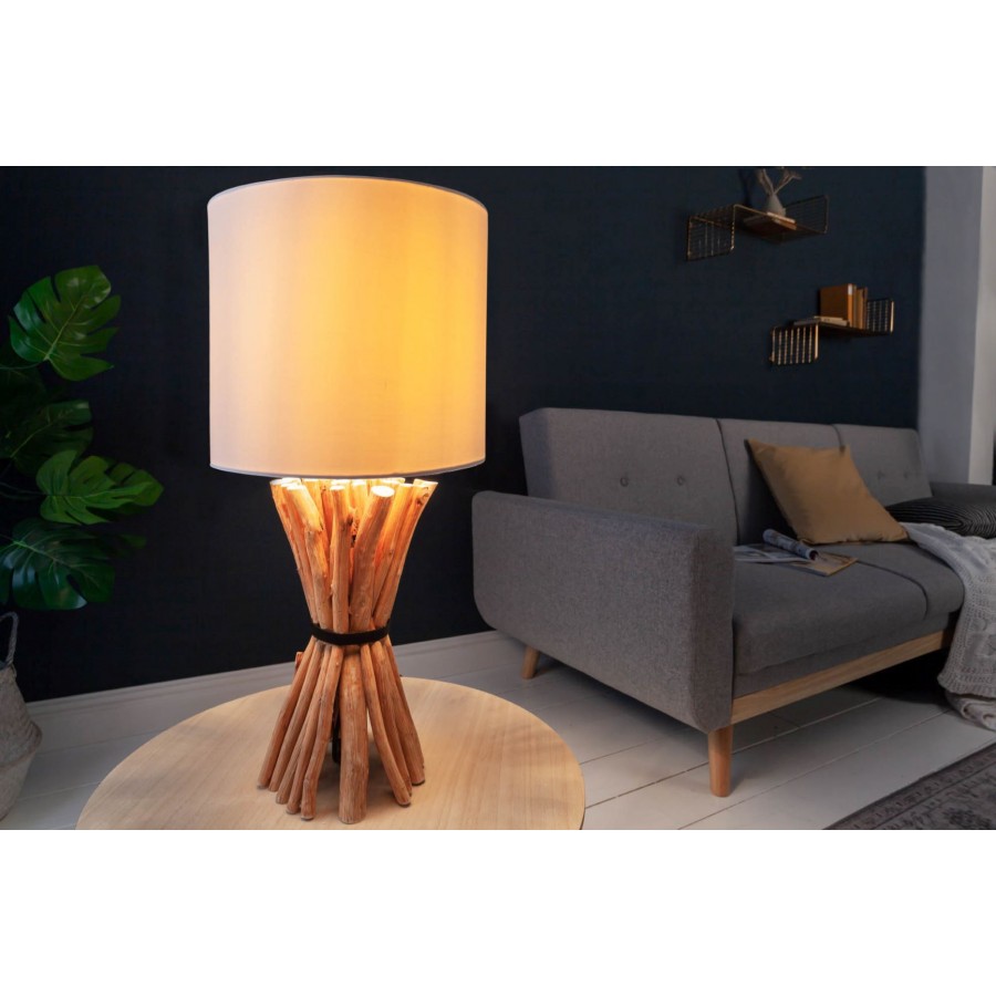 Lampa stołowa Euphoria 56cm drewno longan / 40506