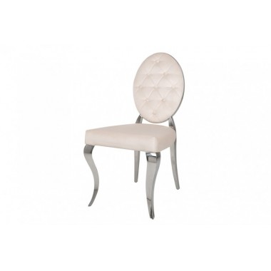 MODERN BAROCK Krzesło oparcie okrągłe beżowy aksamit z pikowaniem