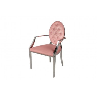 MODERN BAROCK Krzesło oparcie okrągłe altrosa aksamit pikowane z podłokietnikiem