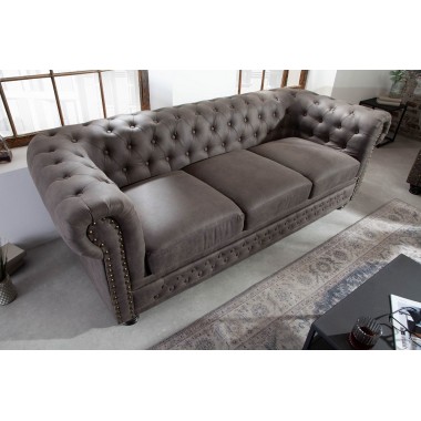 Sofa Modern barock Chesterfield 3 osobowa antyczna szarość / 40517