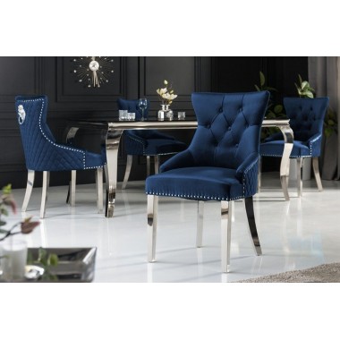 Krzesło Caslte niebieski aksamit Modern Barock / 40473