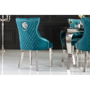 Krzesło Caslte turkusowy aksamit Modern Barock / 40474