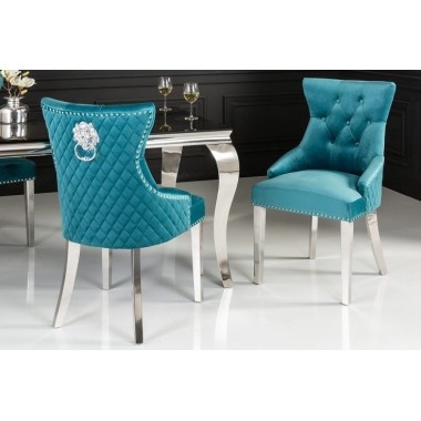 Krzesło Caslte turkusowy aksamit Modern Barock / 40474