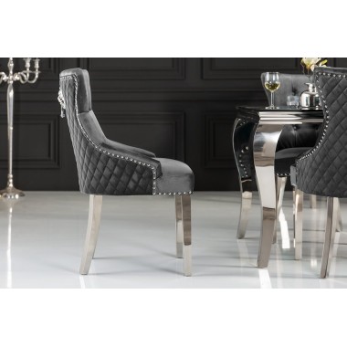 Krzesło Caslte szary aksamit Modern Barock / 40471