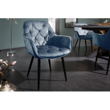 Designerskie krzesło MILANO niebieski aksamit z pikowaniem Chesterfield  41181