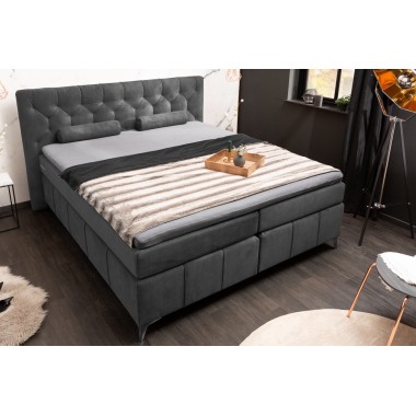 Eleganckie łóżko z materacem sprężynowym EUPHORIA 160x200cm antracyt / 41290