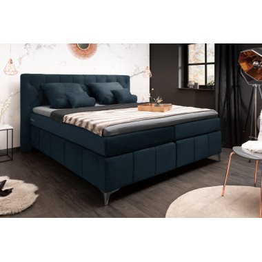 Eleganckie łóżko z materacem sprężynowym EUPHORIA 180x200cm ciemno niebieski / 41295