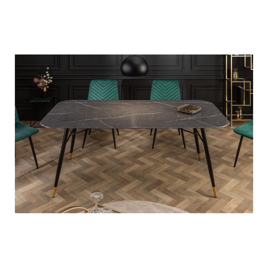 Stół do jadalni PARIS 180 cm szklany marmur czarny / 40846