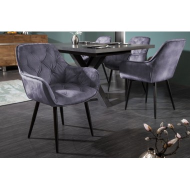 Designerskie krzesło MILANO szarozielony aksamit z pikowaniem Chesterfield  41180