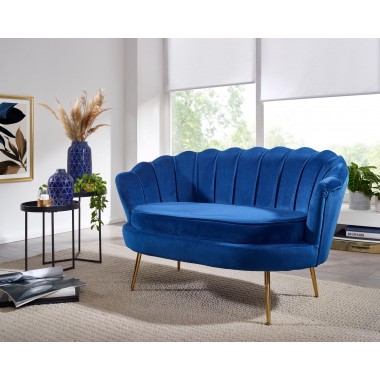 WOHNLING Sofa 2-osobowa Velvet niebieska 130 cm /  WL6.427