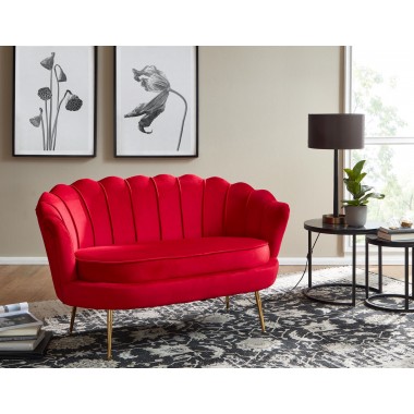 WOHNLING Sofa 2-osobowa Velvet czerwona 130 cm /  WL6.423