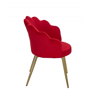WOHNLING krzesło muszla czerwonyi aksamit / WL6.286