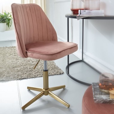 WOHNLING Krzesło obrotowe tapicerowane różowe muszla / WL6.303