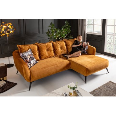 Elegancka sofa narożna DESIRE 275 cm musztardowy aksamit / 41200