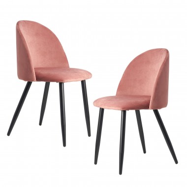 WOHNLING zestaw 2 krzeseł tapicerowanych do jadalni różany aksamit / SKYG