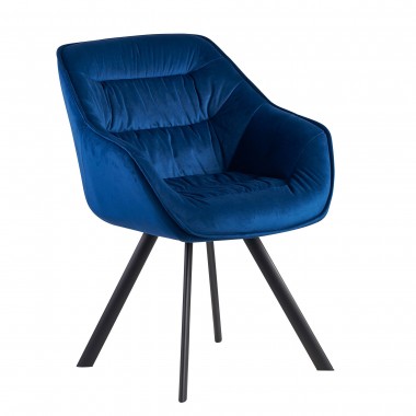 WOHNLING krzesło do jadalni tapicerowane  dutch comfort niebieski aksamit / SKYG
