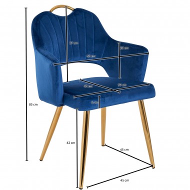 Krzesło do jadalni WOHNLING z podłokietnikami niebieskie zestaw 2 sztuki / WL6.407