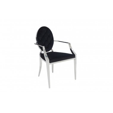 Krzesło MODERN BAROCK oparcie okrągłe czarne z podłokiernikiem
