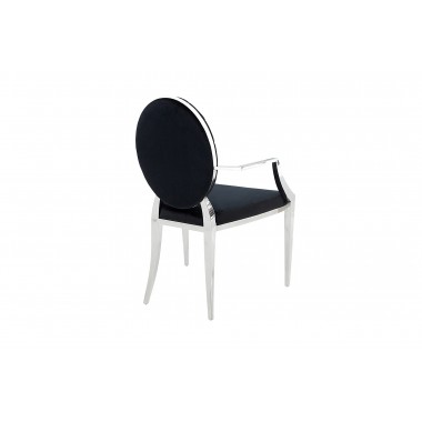 Krzesło MODERN BAROCK oparcie okrągłe czarne z podłokiernikiem