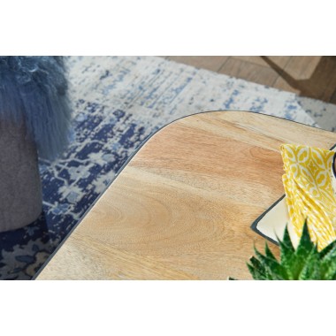Zestaw stolików kawowych RESIDENT z litego drewna jasnobrazowe o nowoczesny Designe