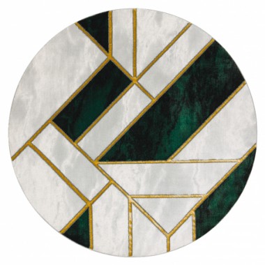 Dywan Geometric marmur butelkowa zieleń złoty Ø 120cm