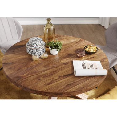 Stół do jadalni Wohnling lite drewno akacji naturalny Ø 120 cm /