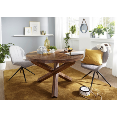 Stół do jadalni Wohnling lite drewno akacji naturalny Ø 120 cm /