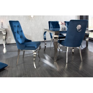 Krzesło Modern Barock Royal Blue aksamit z kołatką /...