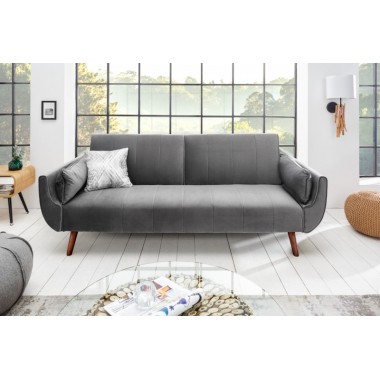 Invicta Sofa Divani rozkładana srebrnoszary aksamit 215cm / 40087