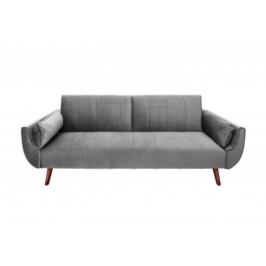 Invicta Sofa Divani rozkładana srebrnoszary aksamit 215cm / 40087