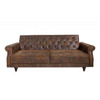 Invicta Sofa rozkładana MAISON BELLE AFFAIRE antyczny brąz mikrofibra 220cm / 40082