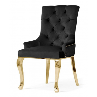 Krzesło AUGUSTINO czarny aksamit srebrne nogi / AE