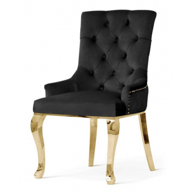 Krzesło AUGUSTINO czarny aksamit złote nogi / AE