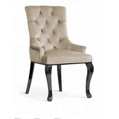 Krzesło AUGUSTINO beige aksamit czarne nogi / AE