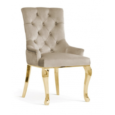 Krzesło AUGUSTINO beige aksamit złote nogi / AE